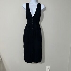 Farrow Black Sleeveless Button Front Midi Dress Womens Size‎ S